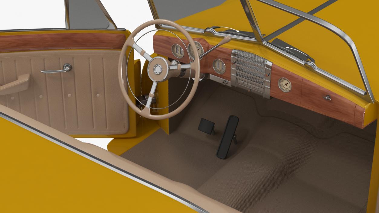 3D Yellow Hover Retro Car Rigged for Cinema 4D model