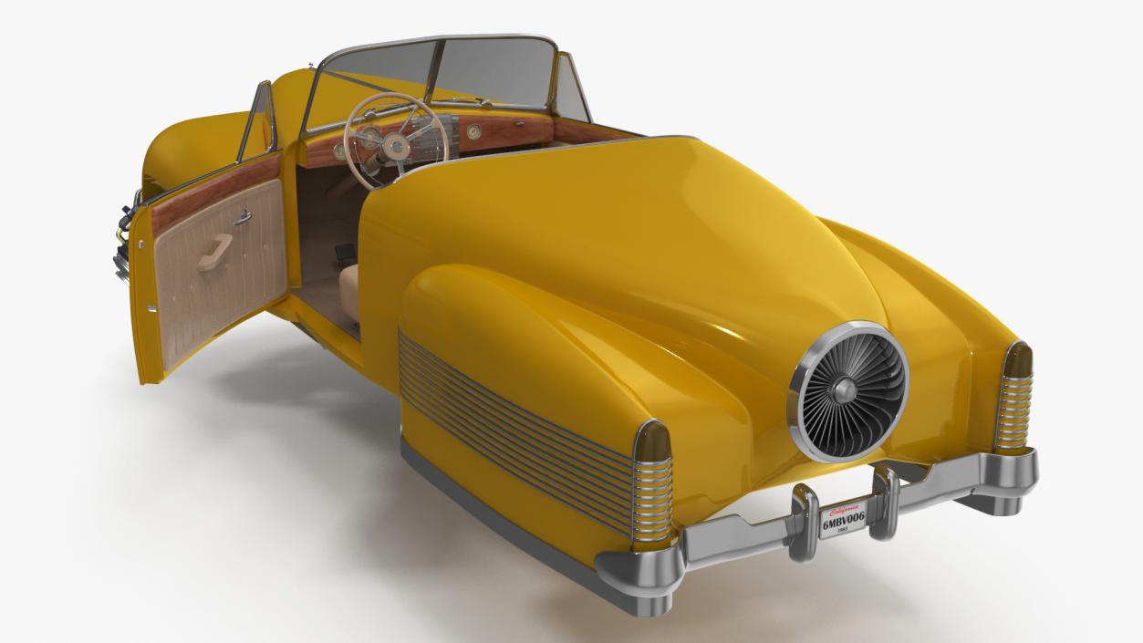 3D Yellow Hover Retro Car Rigged for Cinema 4D model