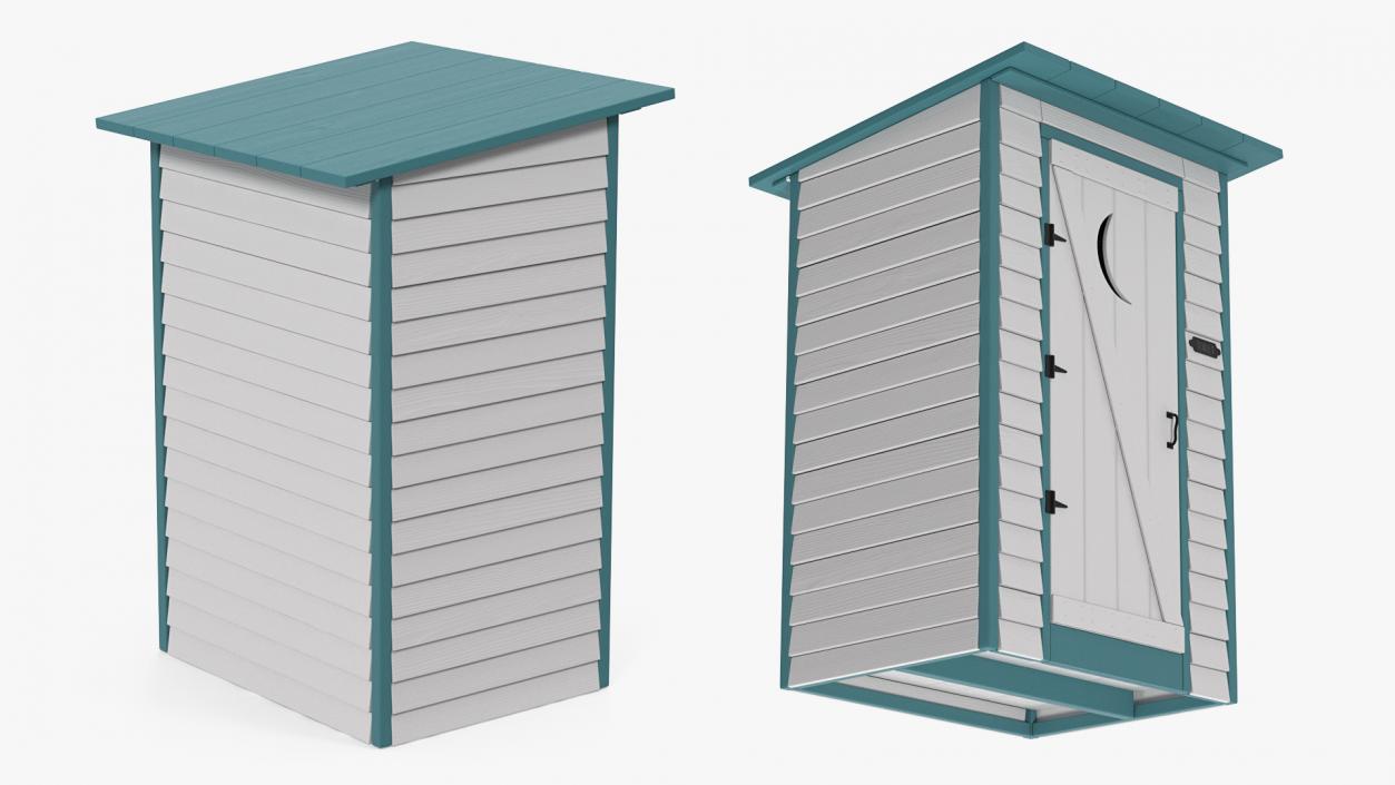 3D model Painted Wooden Outhouse Toilet