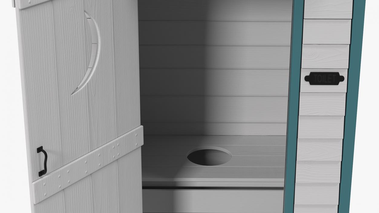 3D model Painted Wooden Outhouse Toilet