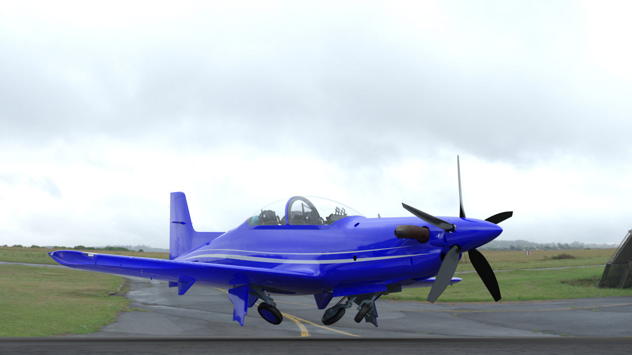 3D Training Aircraft Blue Rigged for Maya model