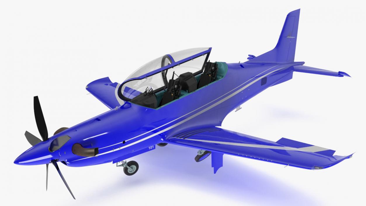 3D Training Aircraft Blue Rigged for Maya model