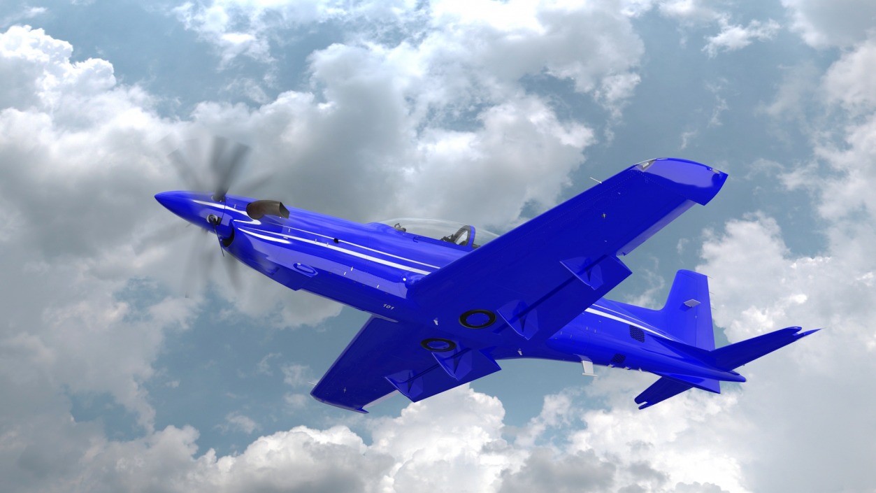 3D Training Aircraft Blue Rigged for Maya model