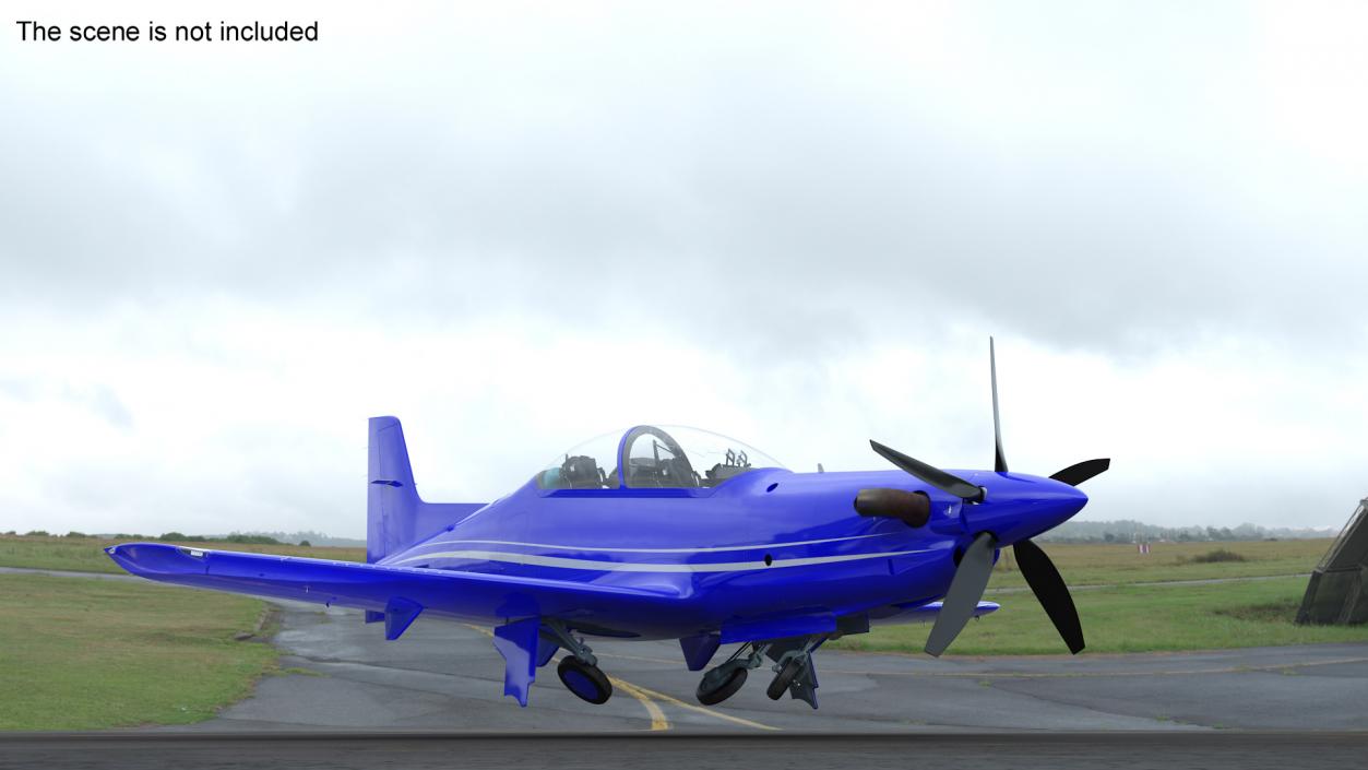 3D Training Aircraft Blue Rigged for Maya model