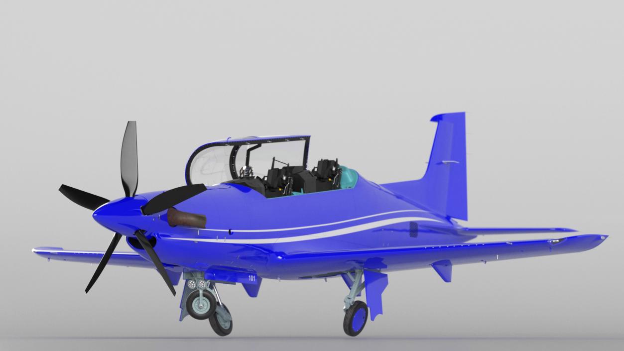 3D Training Aircraft Blue Rigged for Maya model