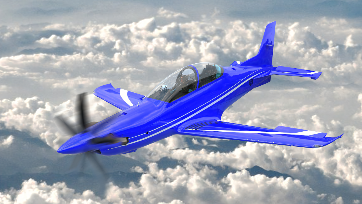 3D Training Aircraft Blue Rigged for Maya model