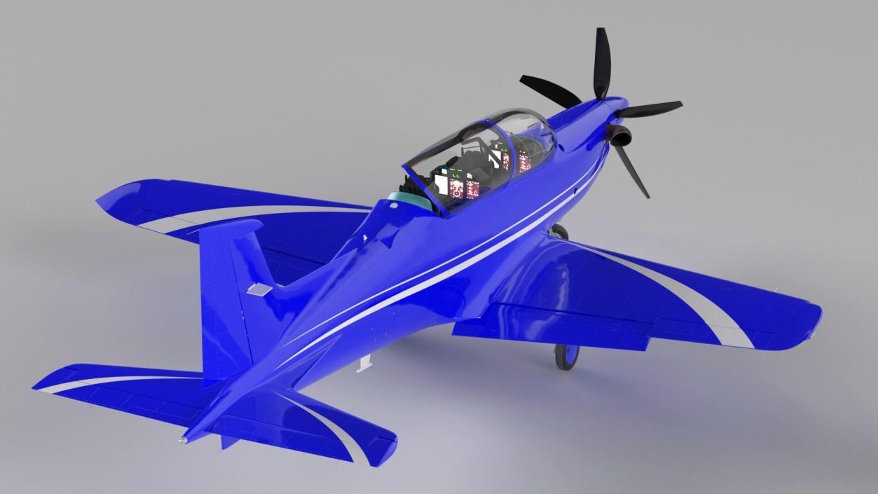 3D Training Aircraft Blue Rigged for Maya model