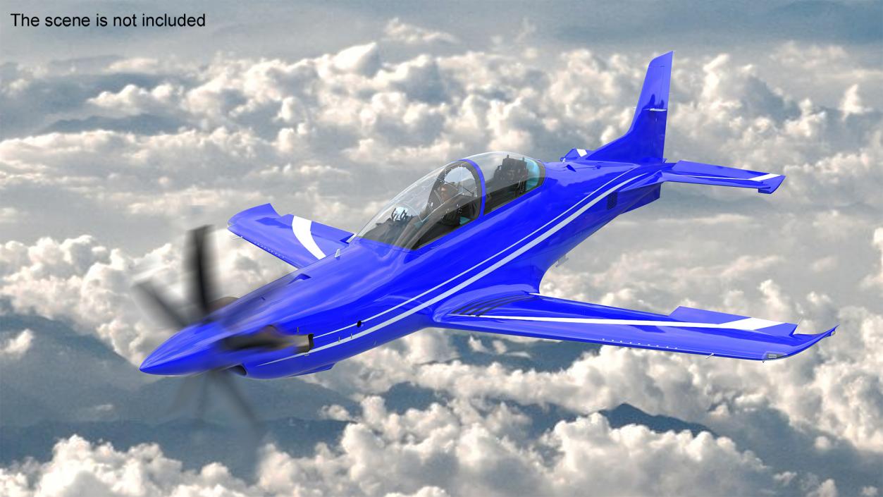 3D Training Aircraft Blue Rigged for Maya model