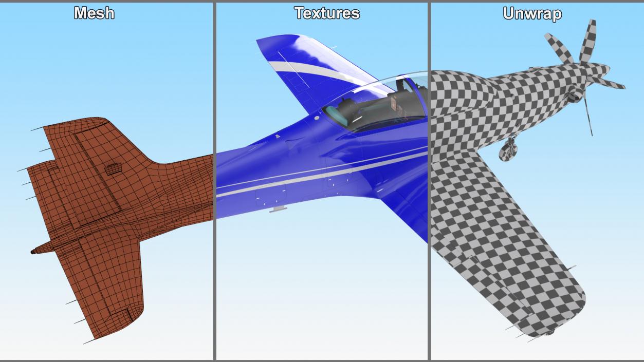 3D Training Aircraft Blue Rigged for Maya model