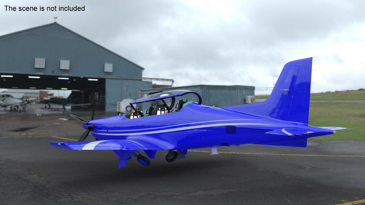 3D Training Aircraft Blue Rigged for Maya model