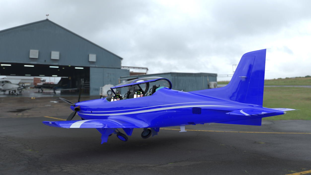 3D Training Aircraft Blue Rigged for Maya model