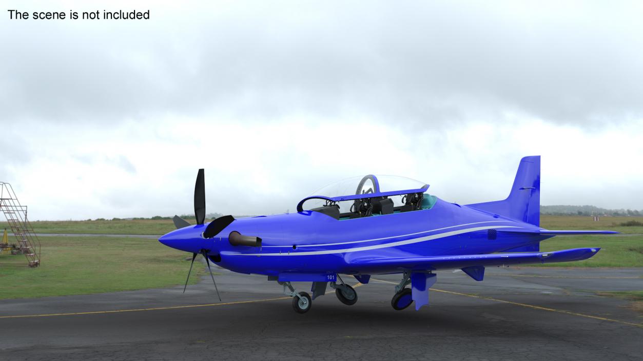 3D Training Aircraft Blue Rigged for Maya model