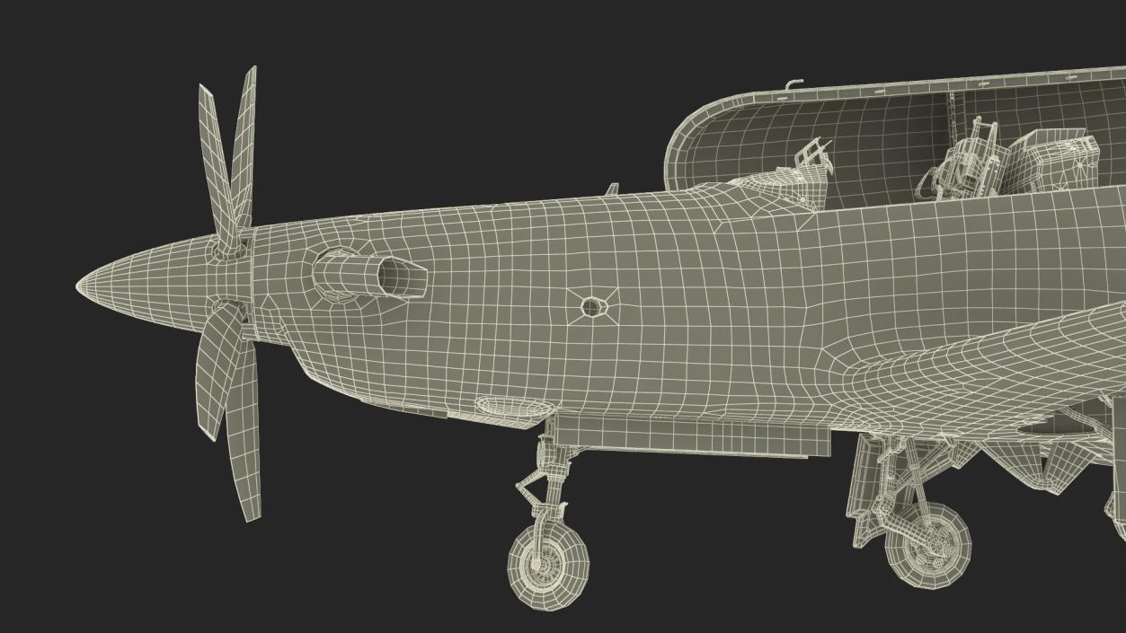 3D Training Aircraft Blue Rigged for Maya model