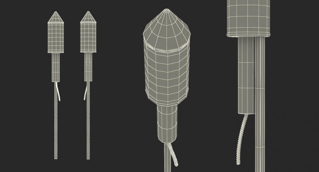 Red Firework Rocket 3D model