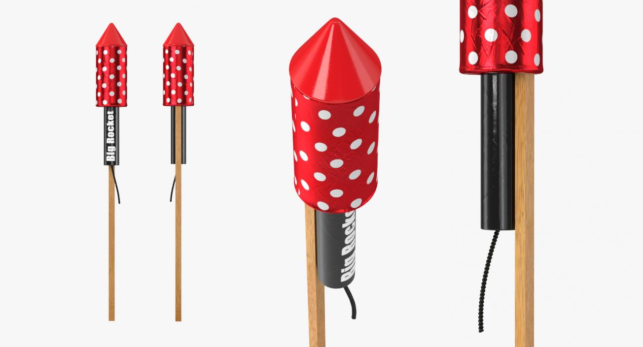 Red Firework Rocket 3D model