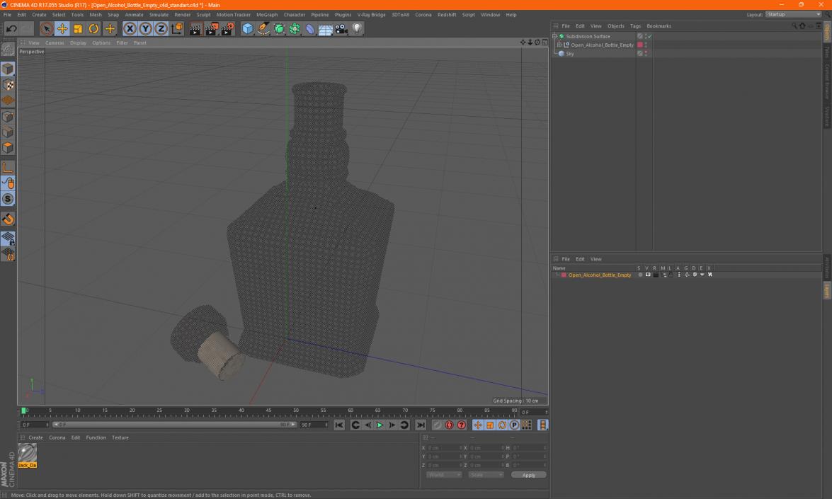 3D model Open Alcohol Bottle Empty