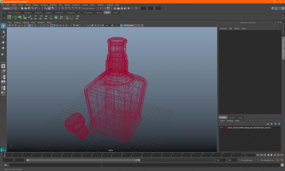 3D model Open Alcohol Bottle Empty