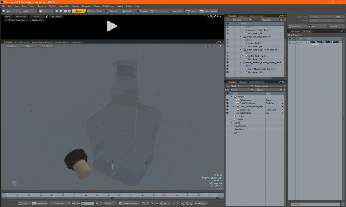 3D model Open Alcohol Bottle Empty