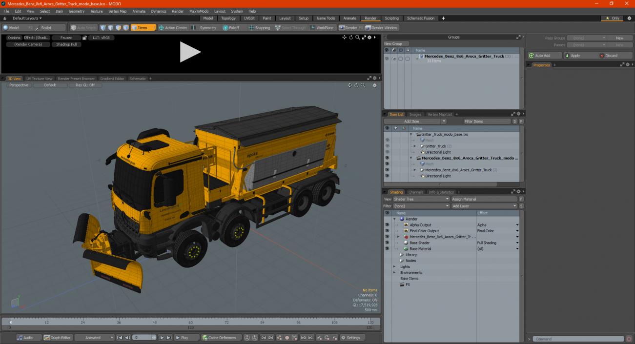 Mercedes Benz 8x6 Arocs Gritter Truck 3D