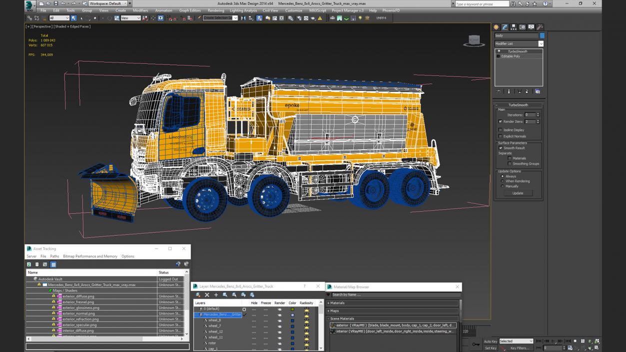 Mercedes Benz 8x6 Arocs Gritter Truck 3D