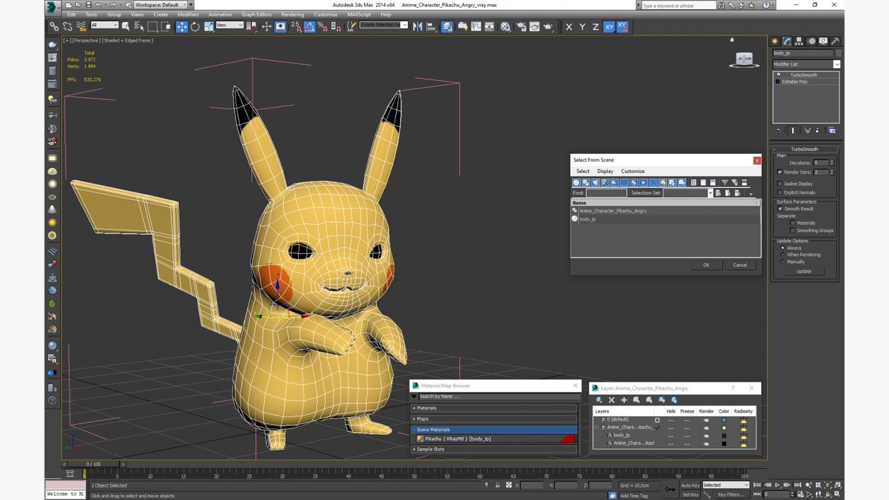 Anime Character Pikachu Angry 3D model