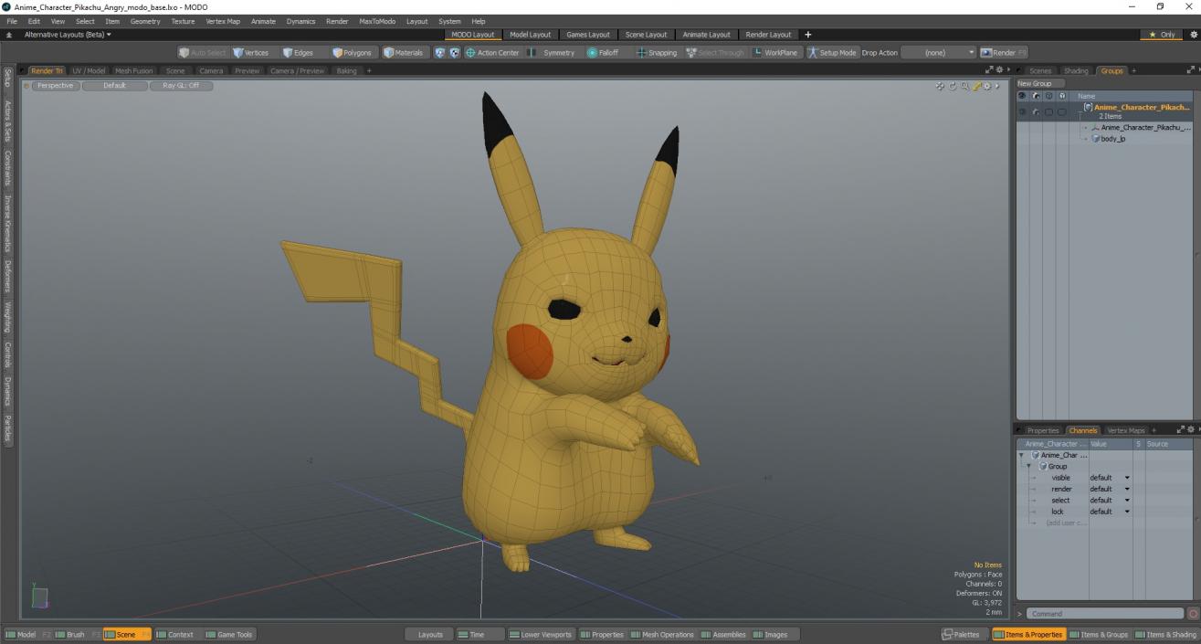 Anime Character Pikachu Angry 3D model