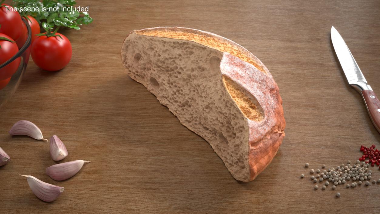 3D Broken Half Round Bread model