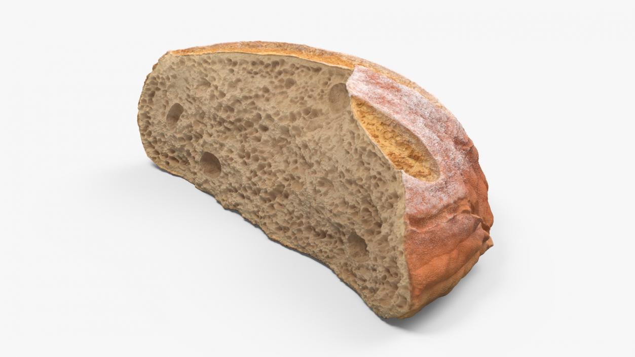 3D Broken Half Round Bread model