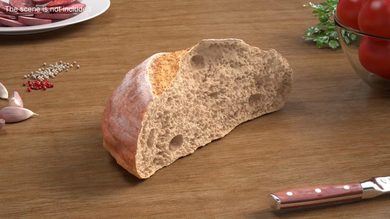 3D Broken Half Round Bread model