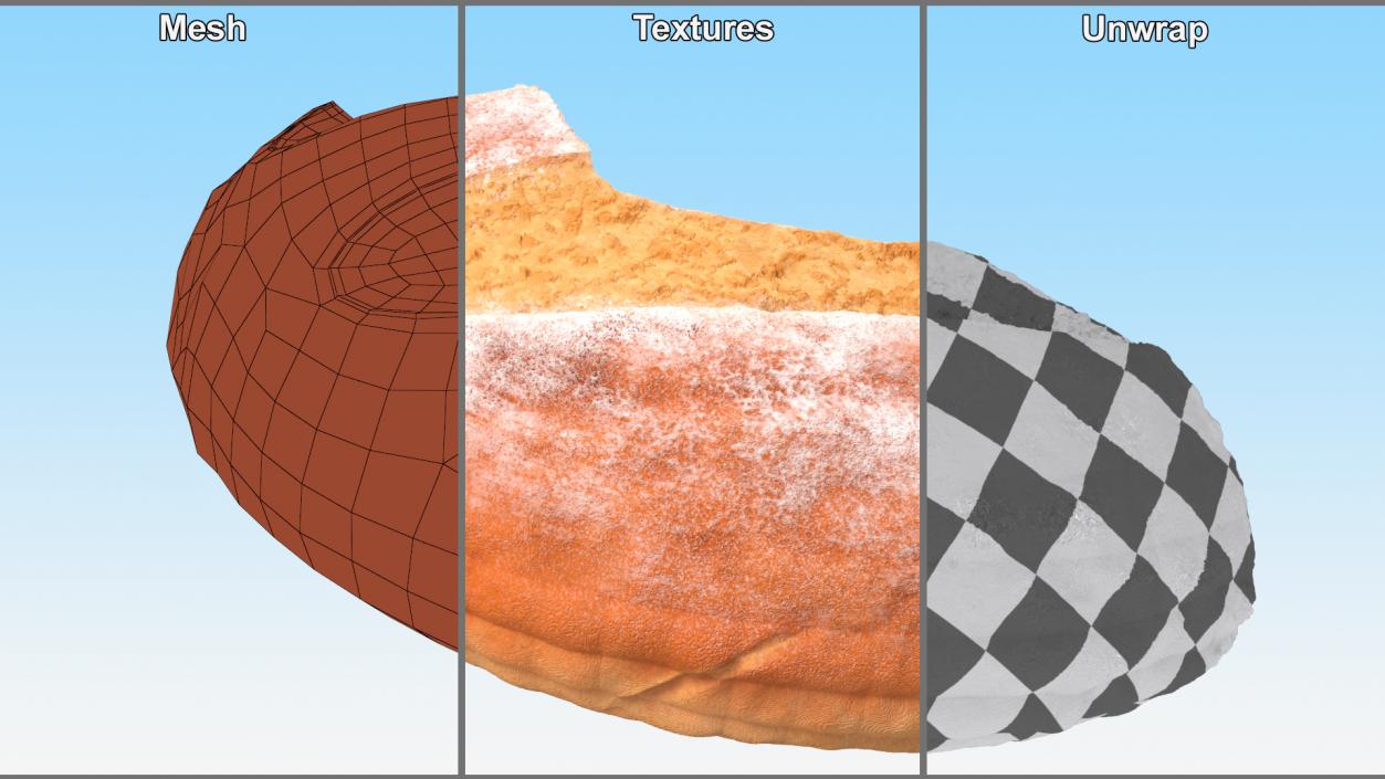 3D Broken Half Round Bread model