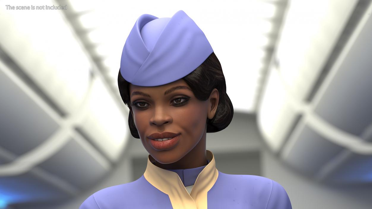 Light Skin Black Stewardess Rigged 3D model