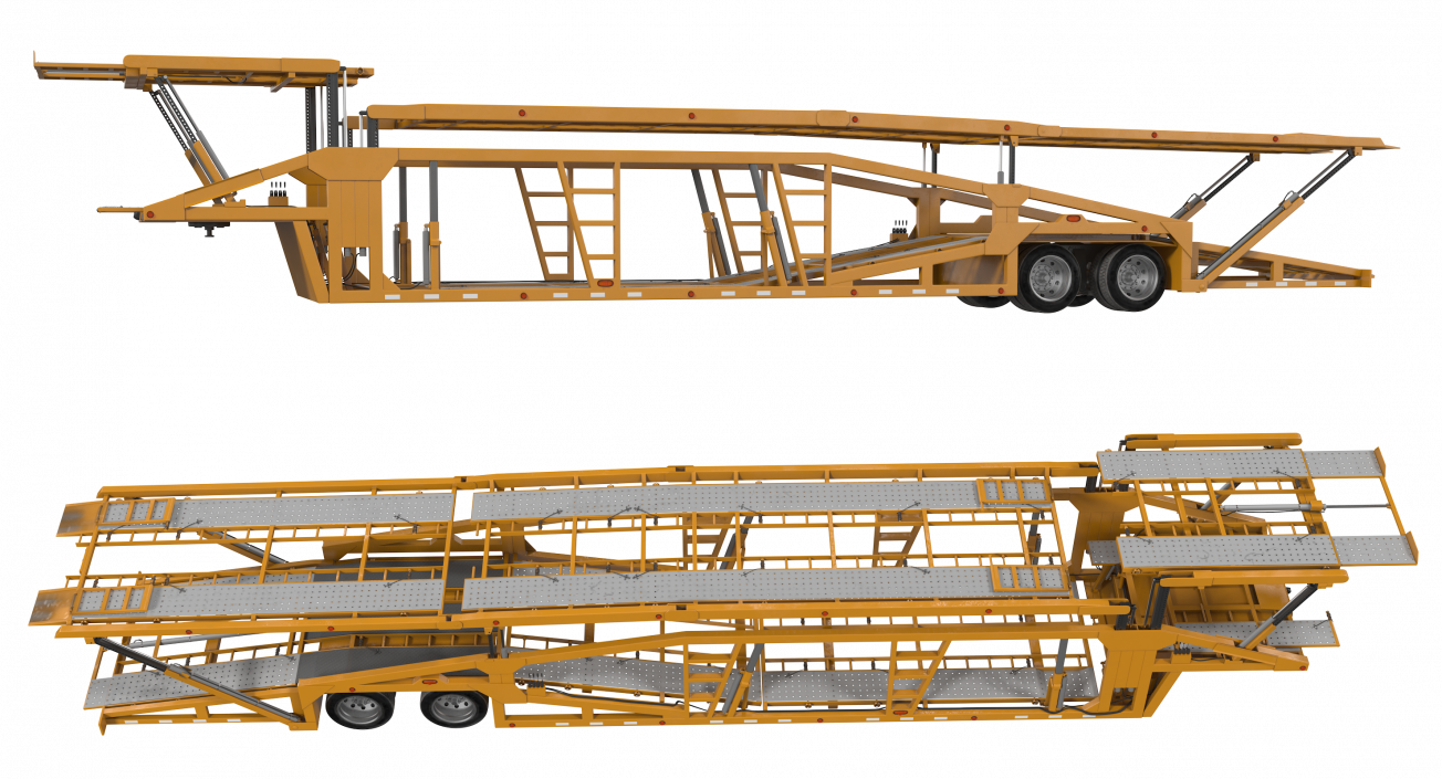 3D model Car Hauler Trailer Rigged