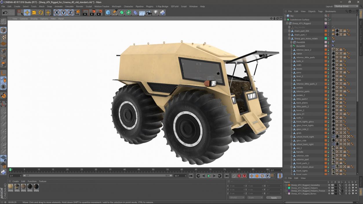 3D model Sherp ATV Rigged for Cinema 4D