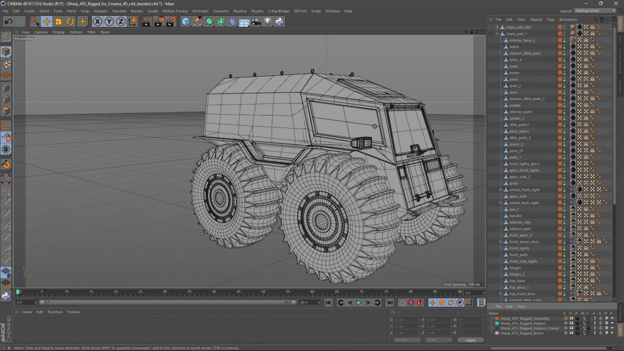 3D model Sherp ATV Rigged for Cinema 4D