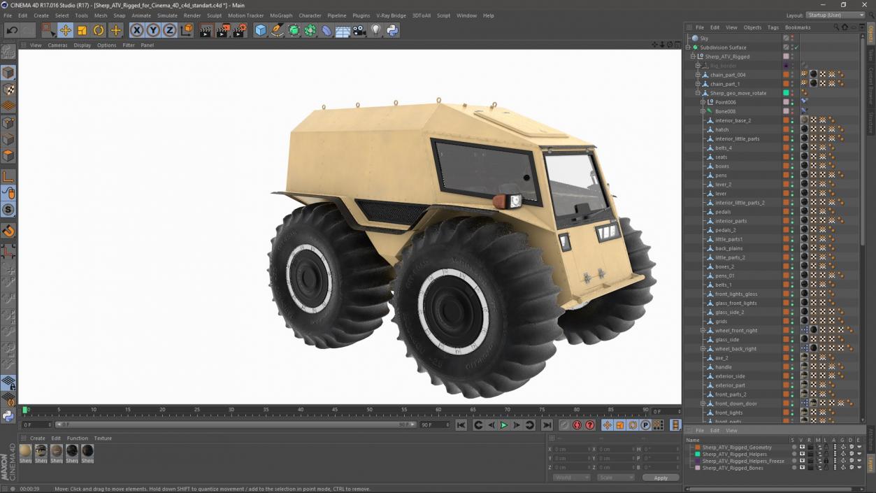 3D model Sherp ATV Rigged for Cinema 4D