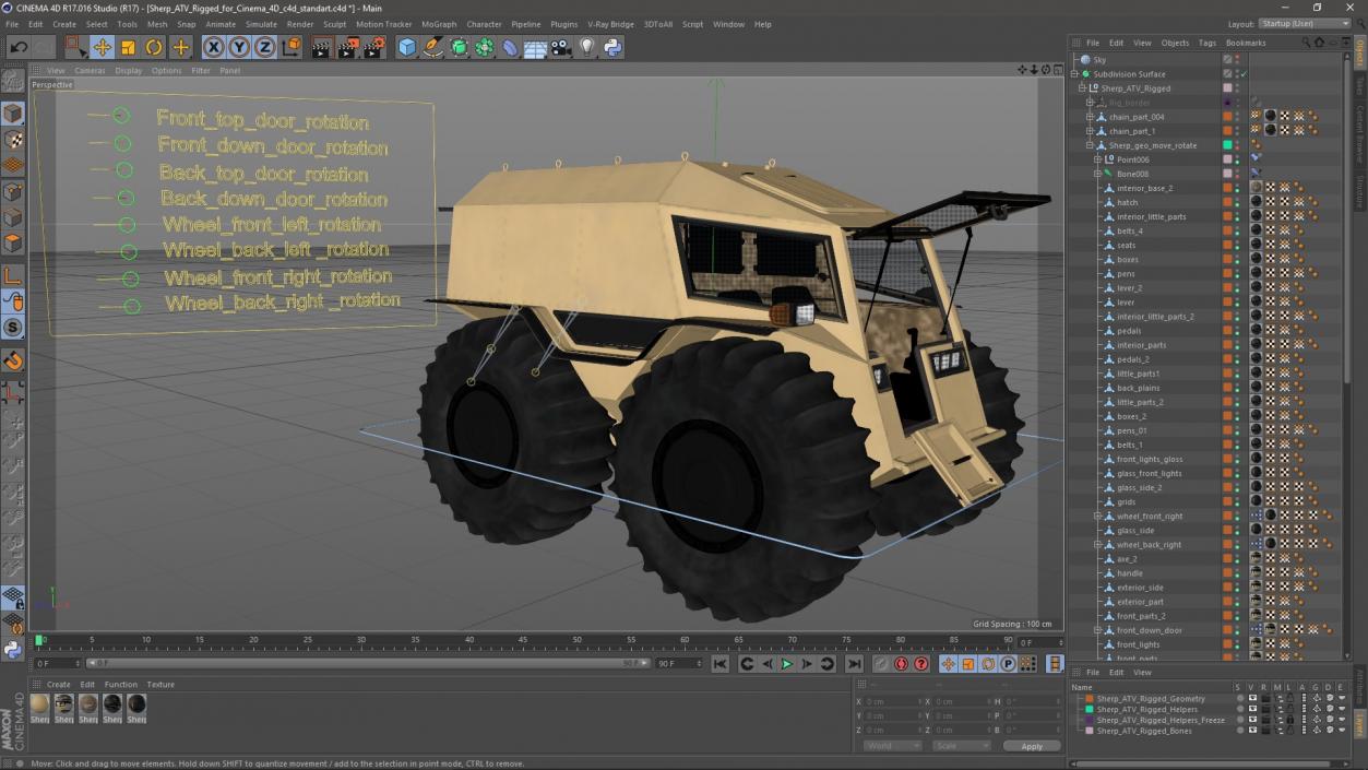 3D model Sherp ATV Rigged for Cinema 4D