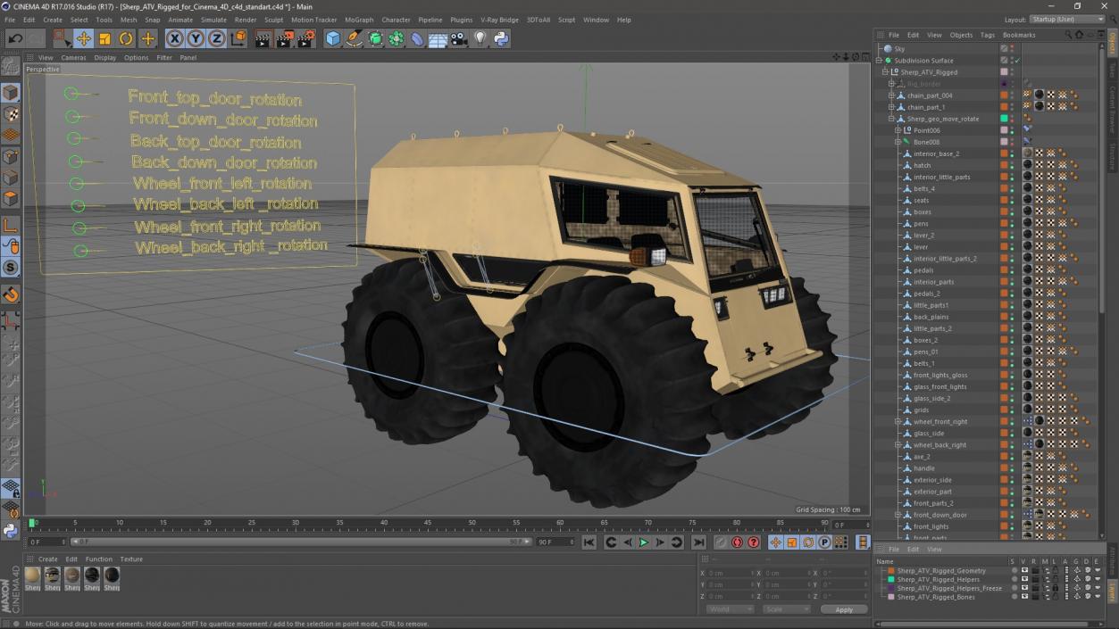 3D model Sherp ATV Rigged for Cinema 4D