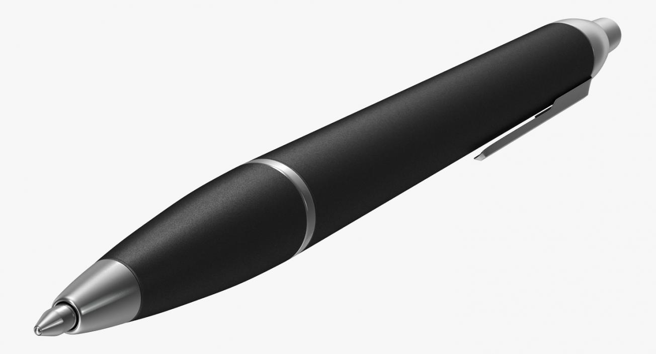 Black Steel Ballpoint Retractable Pen 3D