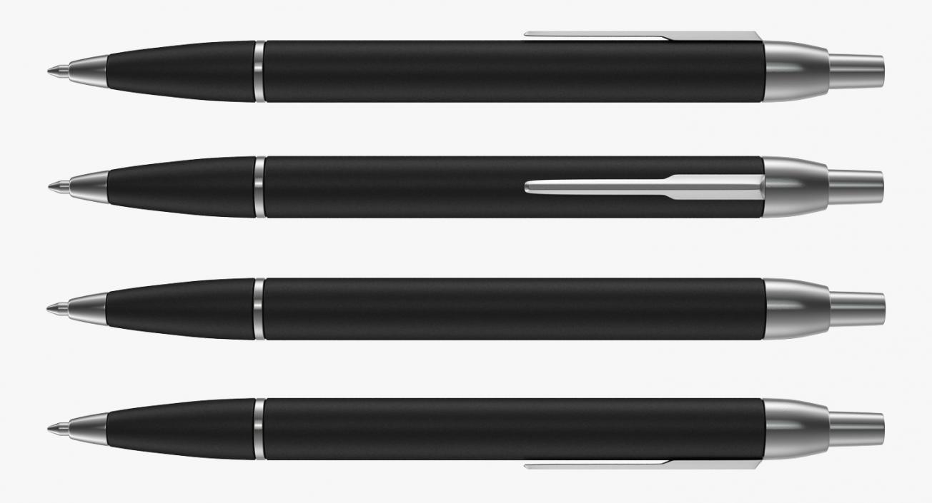 Black Steel Ballpoint Retractable Pen 3D