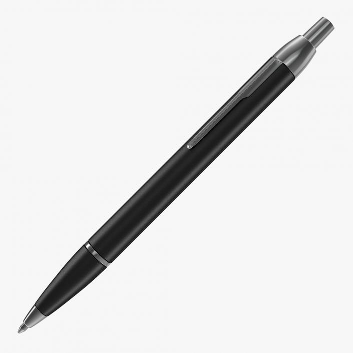 Black Steel Ballpoint Retractable Pen 3D