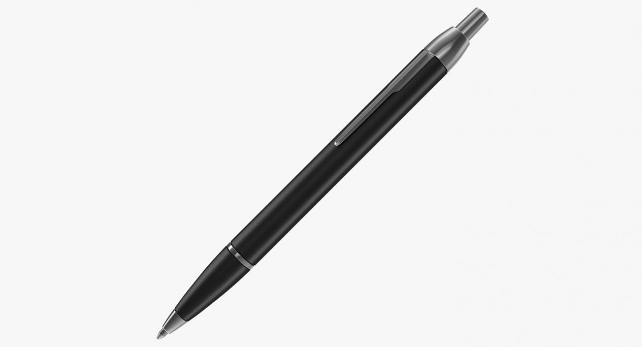 Black Steel Ballpoint Retractable Pen 3D