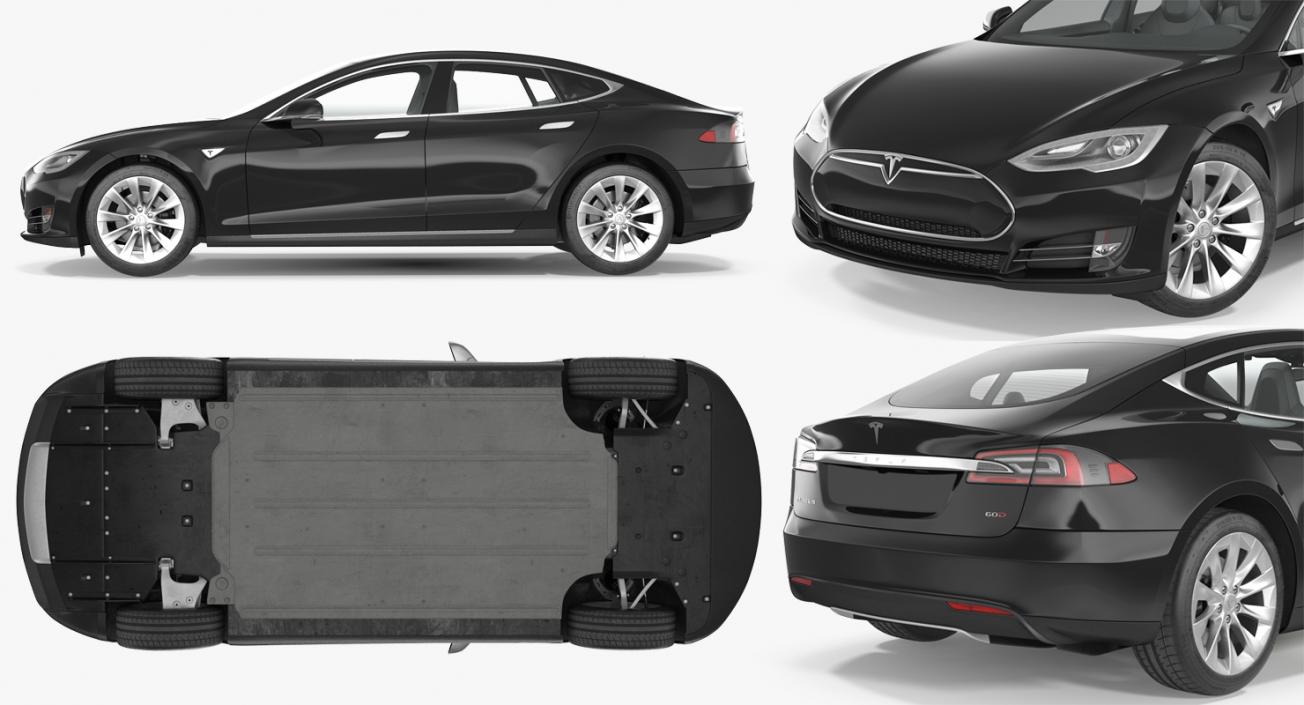 3D Tesla Model S 60D 2015 Rigged 3D Model model