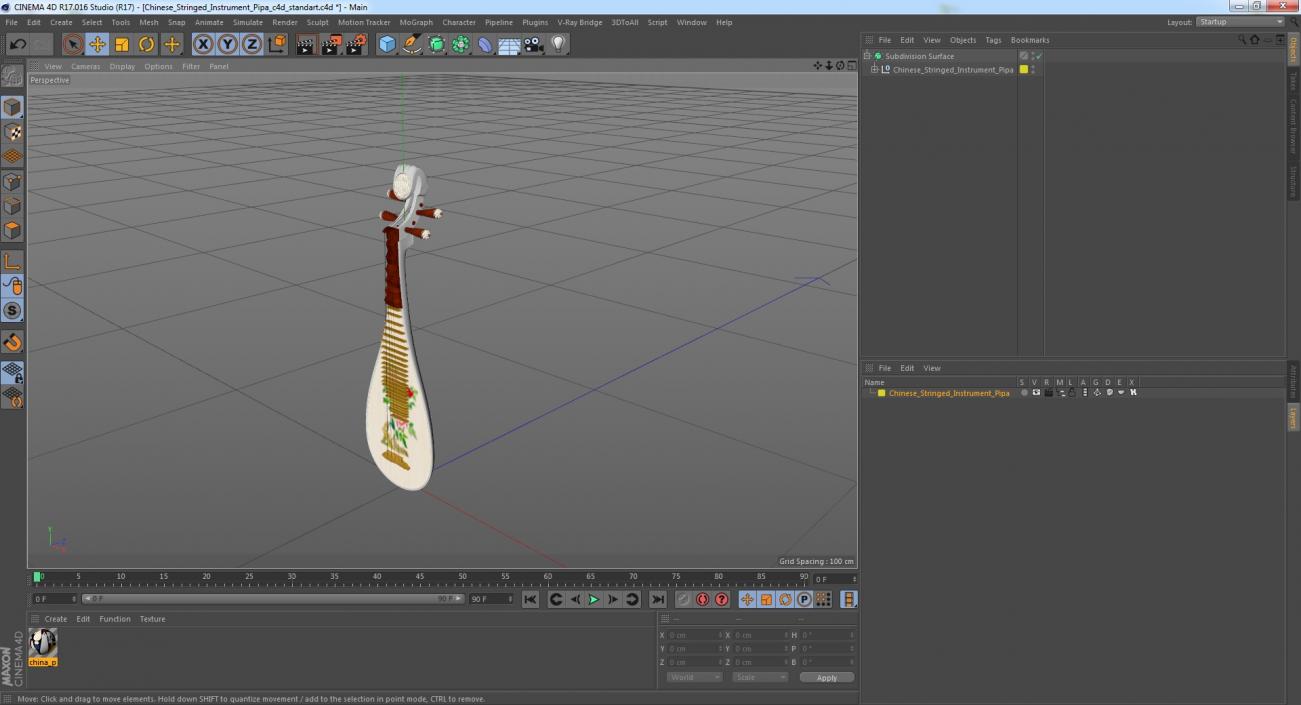 Chinese Stringed Instrument Pipa 3D