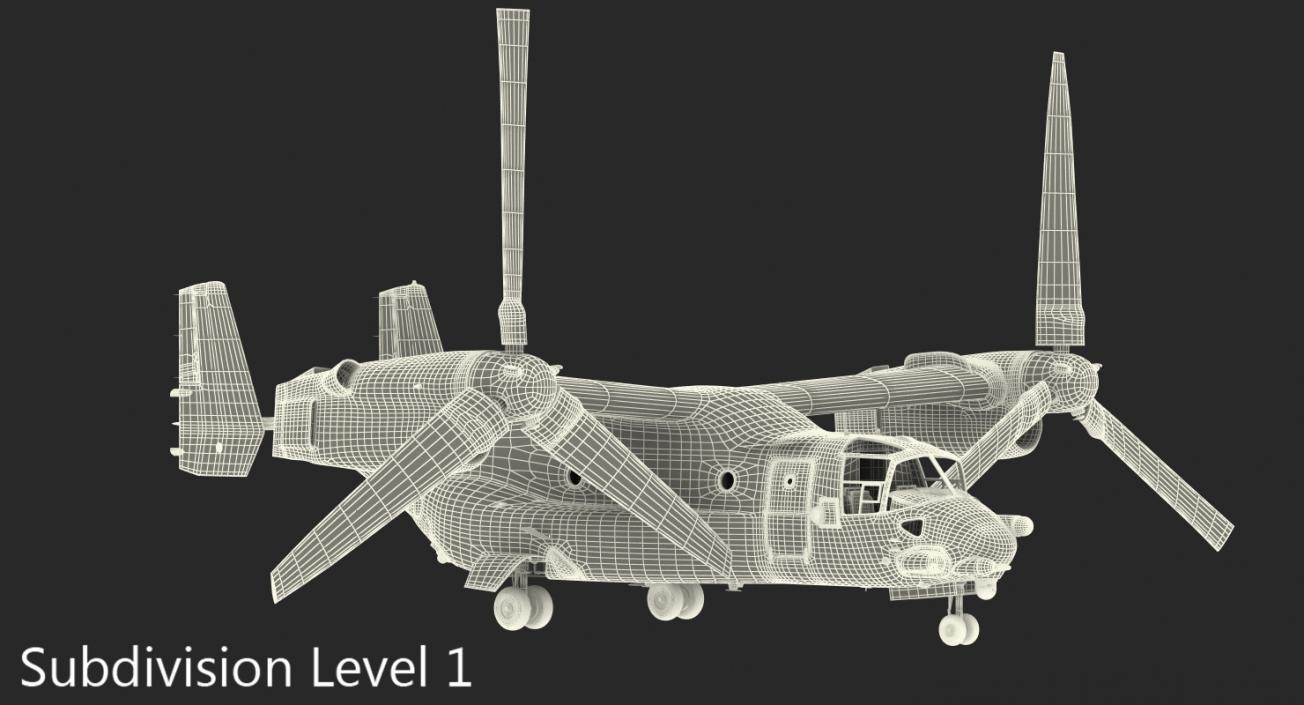 Military Transport Aircraft V-22 Osprey 3D model