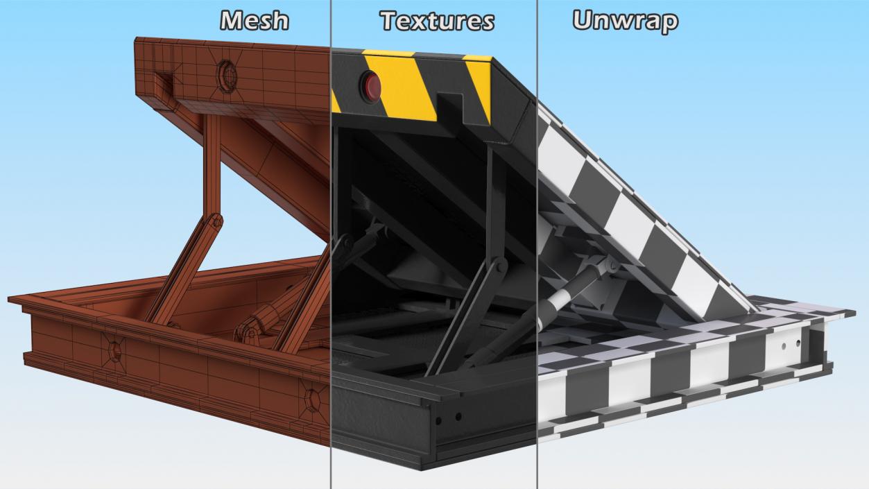 3D Hydraulic Retractable Bollard Rigged