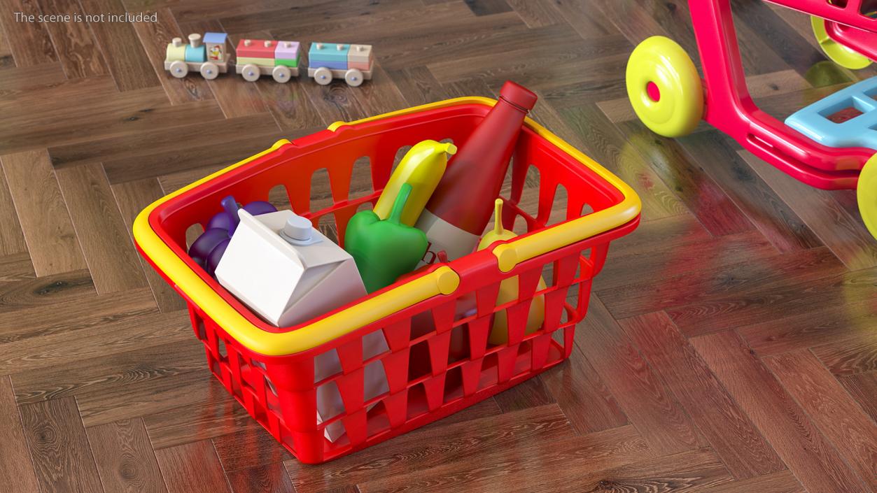 3D Children Shopping Baskets with Food Toys Collection