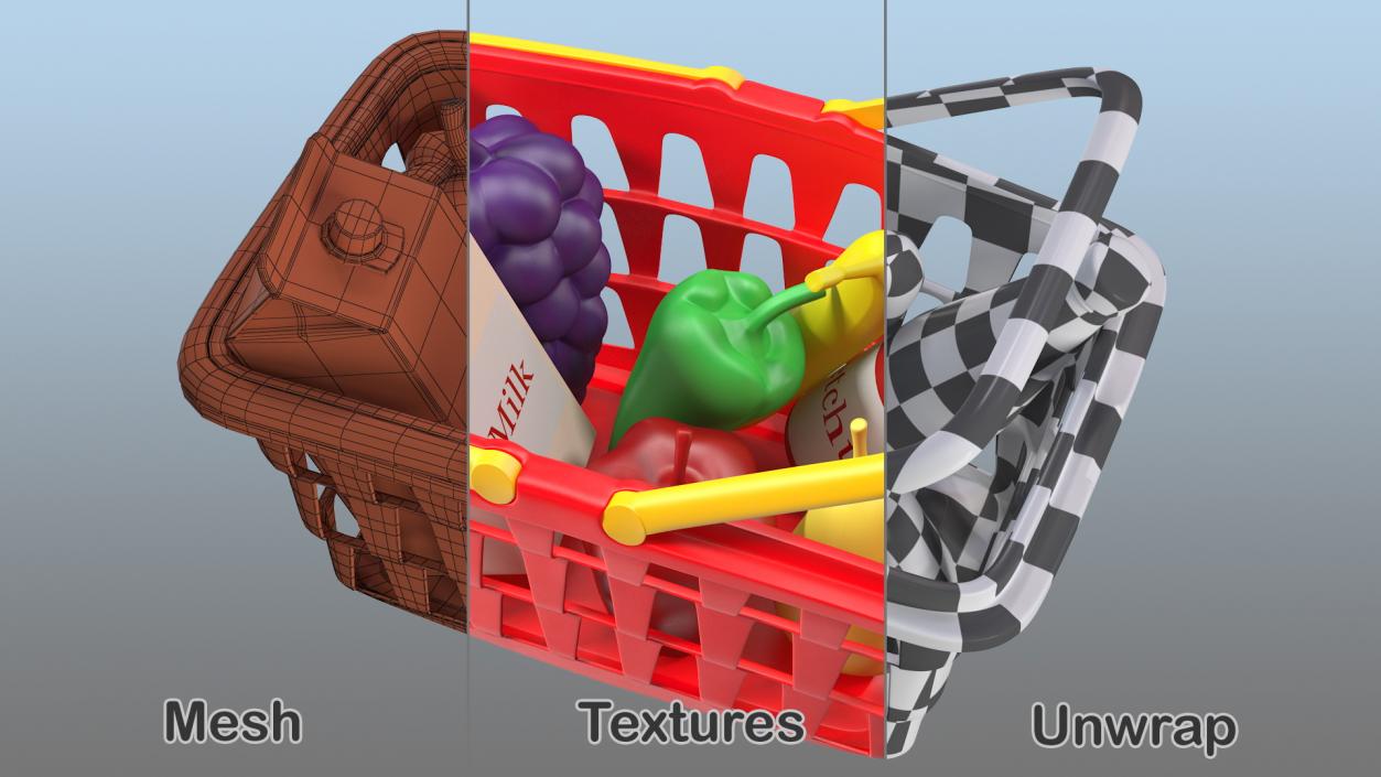 3D Children Shopping Baskets with Food Toys Collection