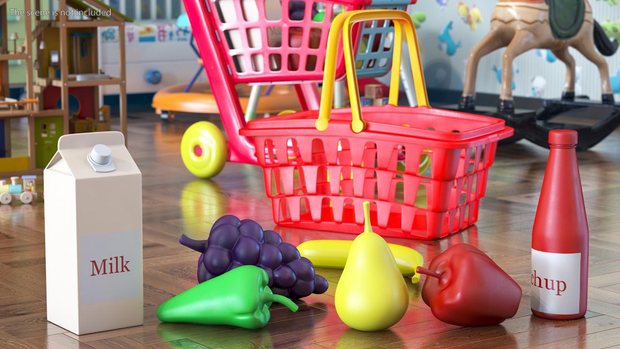 3D Children Shopping Baskets with Food Toys Collection