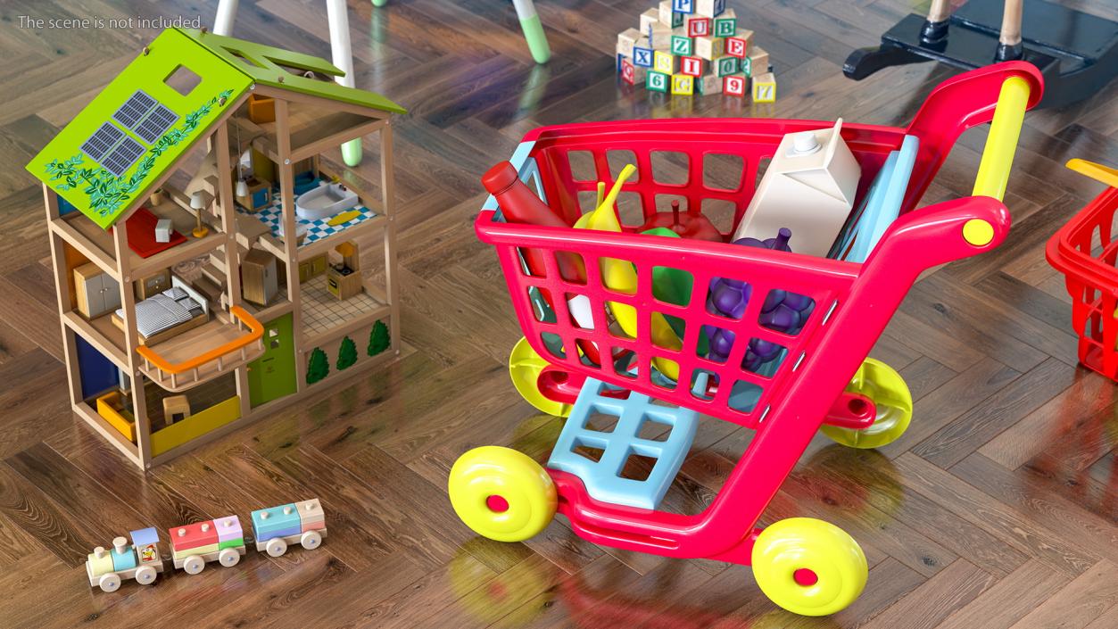 3D Children Shopping Baskets with Food Toys Collection