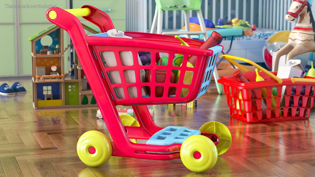 3D Children Shopping Baskets with Food Toys Collection